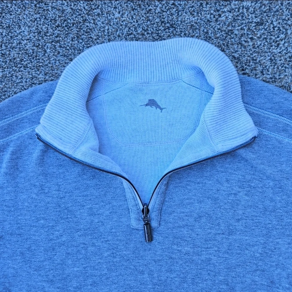 Men's Tommy Bahama Flip Coast Half Zip Sweatshirt Continental Heather Gray Large